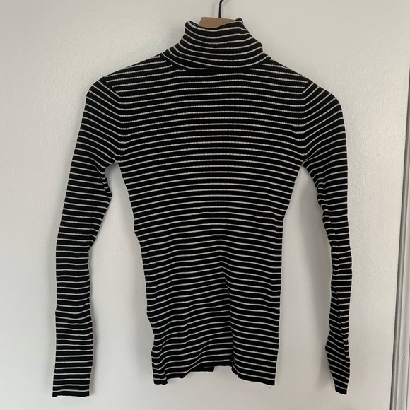 La Ligne black and white stripe slim fit turtle neck - Picture 1 of 6